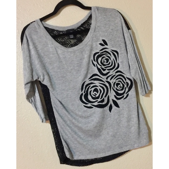 Rue21 Tops - Rue 21 Sheer Rose Graphic Tee Size S